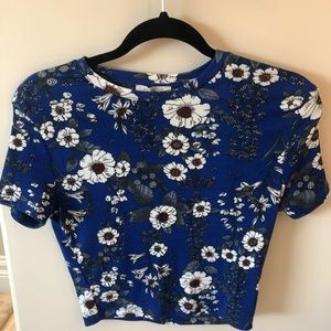 Zara blue floral tee